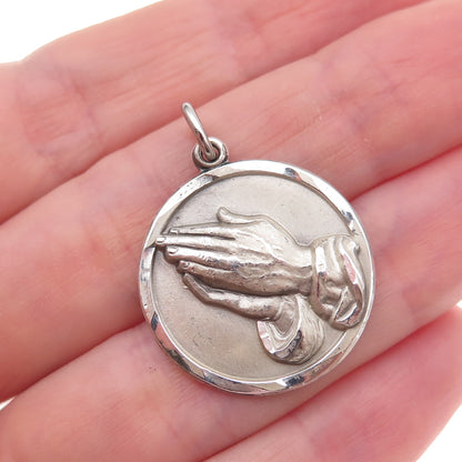Atelier 925 Sterling Silver Vintage Prayer Hands Religious Charm Pendant