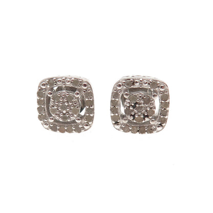 925 Sterling Silver Real Round-Cut Diamond Stud Earrings