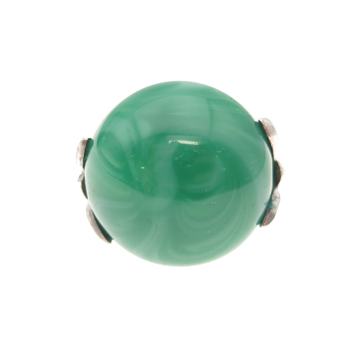 925 Sterling Antique Real Agate & Rhinestone Ring Size 2.5 (missing 1 stone)