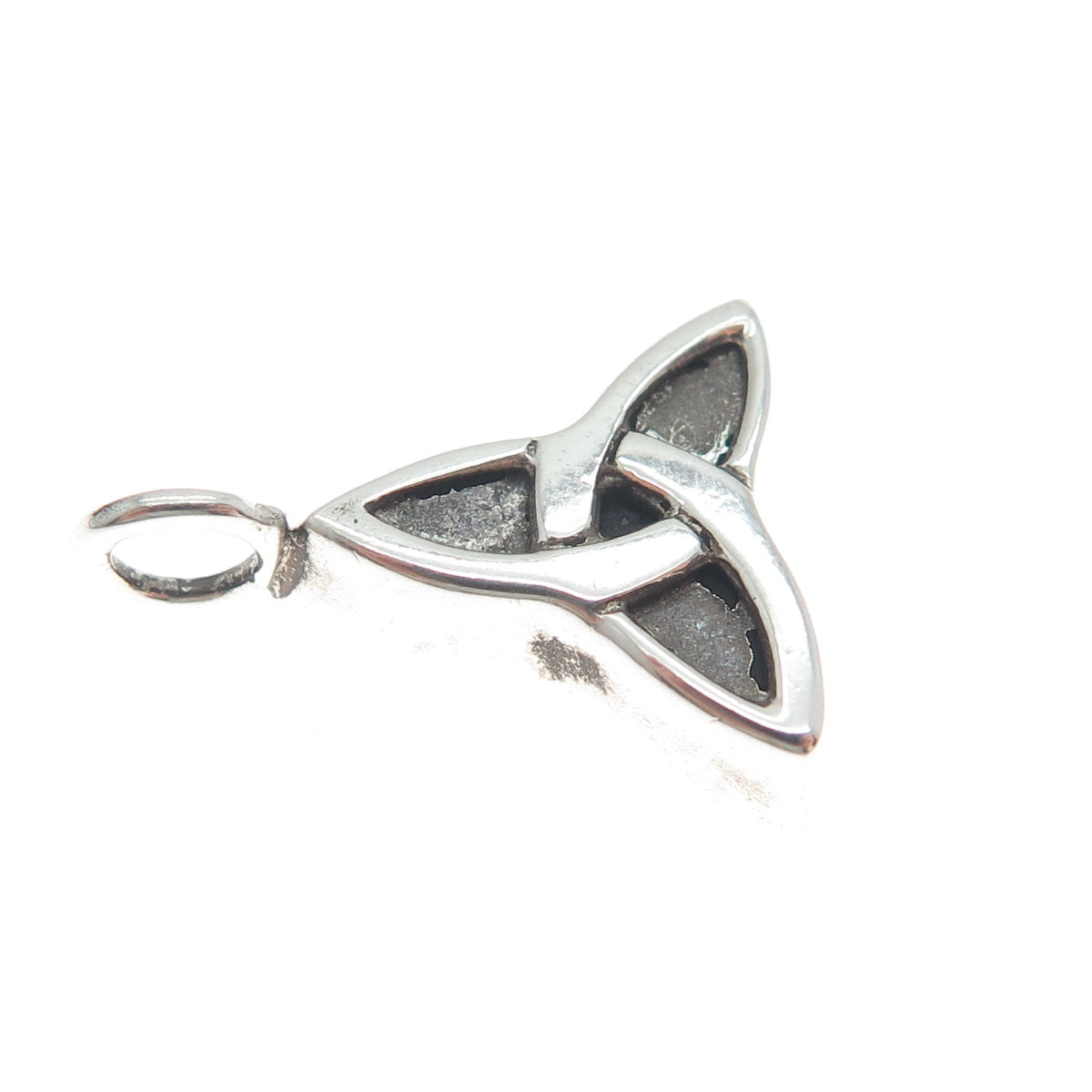 925 Sterling Silver Vintage Celtic Trinity Knot Oxidized Minimalist Pendant