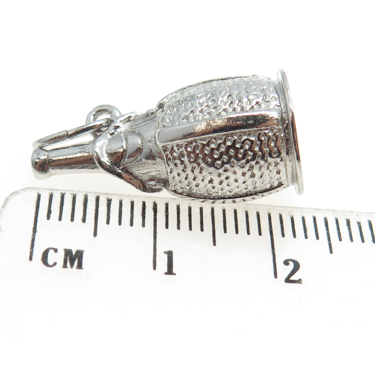 925 Sterling Silver Vintage Champagne Bottle in Basket Pendant