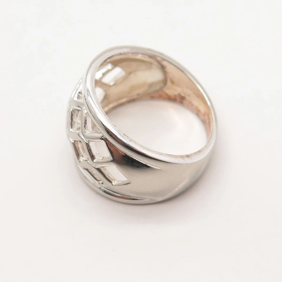 925 Sterling Silver Vintage Cage Ring Size 8.25