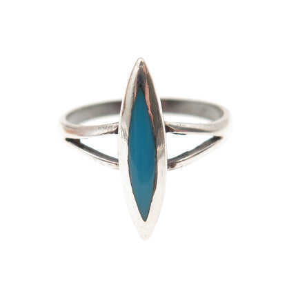 Old Pawn 925 Sterling Silver Vintage Southwestern Bisbee Turquoise Ring Size 6