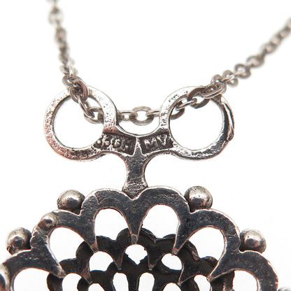 Martti Viikinniemi 830H Silver Vintage Finland Modernist Floral Necklace 16"