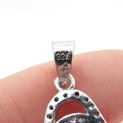 925 Sterling Silver Round-Cut C Z & Murano Glass Evil Eye Hamsa Amulet Pendant