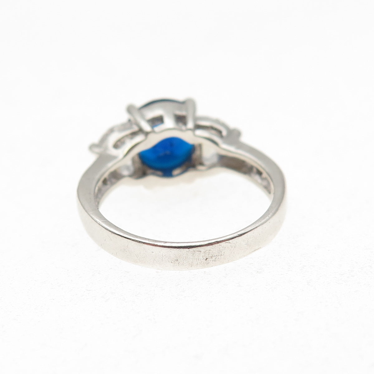925 Sterling Silver Multi-Cut Blue & White C Z Ring Size 6.25