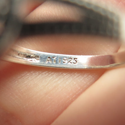925 Sterling Silver AT C Z Round Ring Size 7