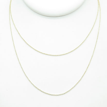 925 Sterling Silver Gold Plated Double Cable Chain Necklace 16-17"