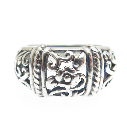 CFJ Collins Fine Jewelry 925 Sterling Silver Vintage Flower Oxidized Ring Size 8