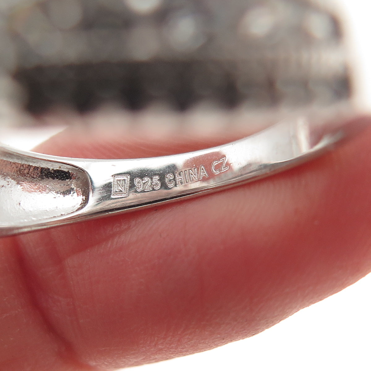 925 Sterling Silver Real Heart & Round-Cut C Z Promise Ring Size 9.25