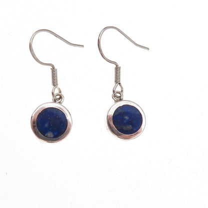 950 Silver Vintage Real Lapis Dangle Earrings