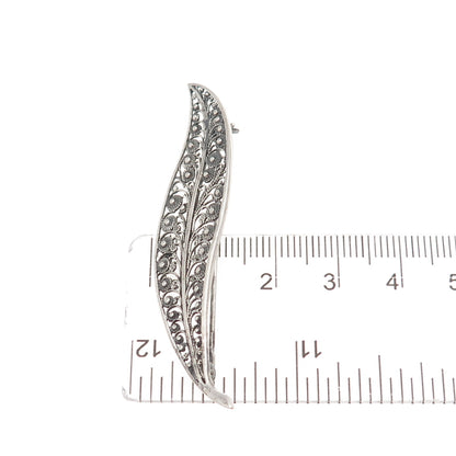 Hans Rudi Hofer 800 Silver Vintage Germany Floral Filigree Oxidized Pin Brooch