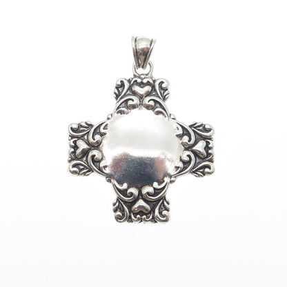 MWS Mark Wasserman Samara Sterling Silver Vintage Heart Cross Oxidized Pendant