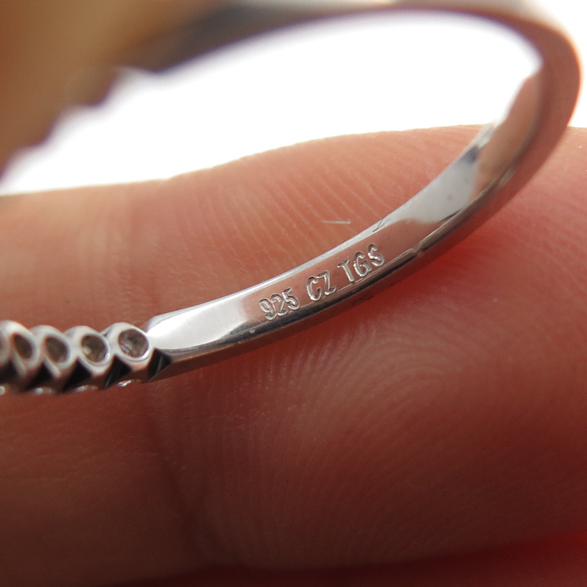 925 Sterling Silver Round-Cut C Z Half Eternity Stackable Band Ring Size 7