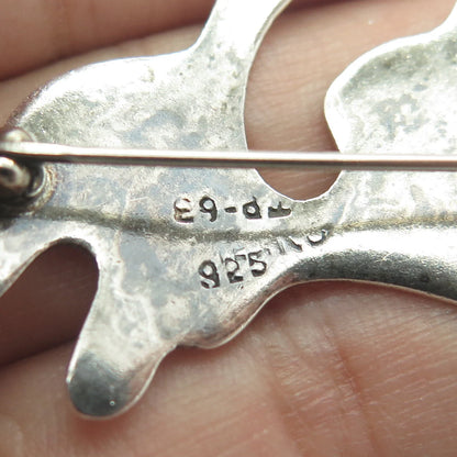 925 Sterling Silver Vintage Mexico Angry Cat Modernist Pin Brooch