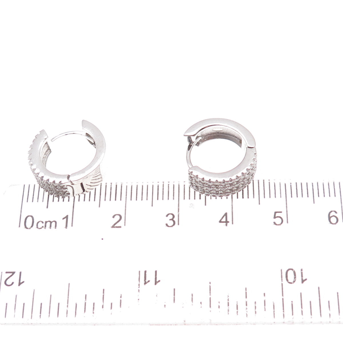925 Sterling Silver Round-Cut C Z 3-Row Hoop Earrings