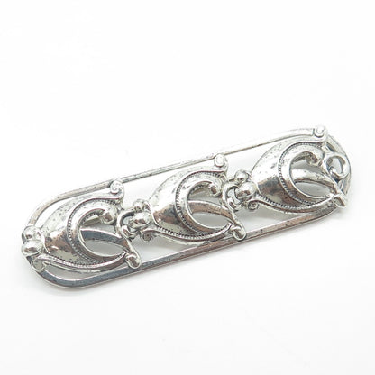 DANECRAFT 925 Sterling Silver Antique Art Deco Jug Row Swirl Pin Brooch