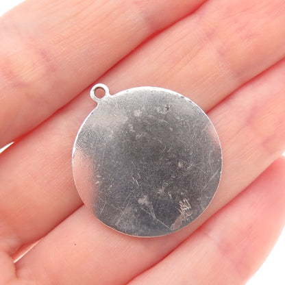 925 Sterling Silver Vintage St. Christopher Religious Oxidized Charm Pendant