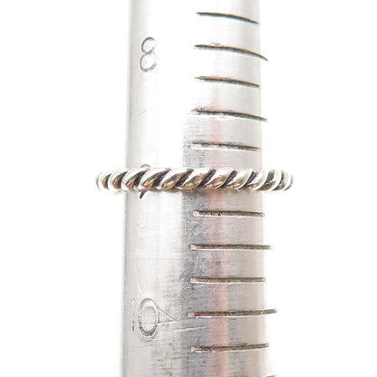 925 Sterling Silver Vintage Oxidized Twisted Stackable Band Ring Size 9