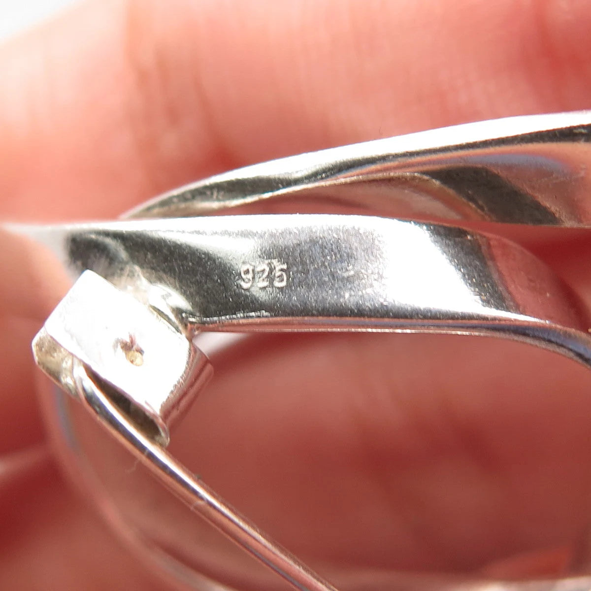 925 Sterling Silver Vintage Open Heart Ribbon Pin Brooch