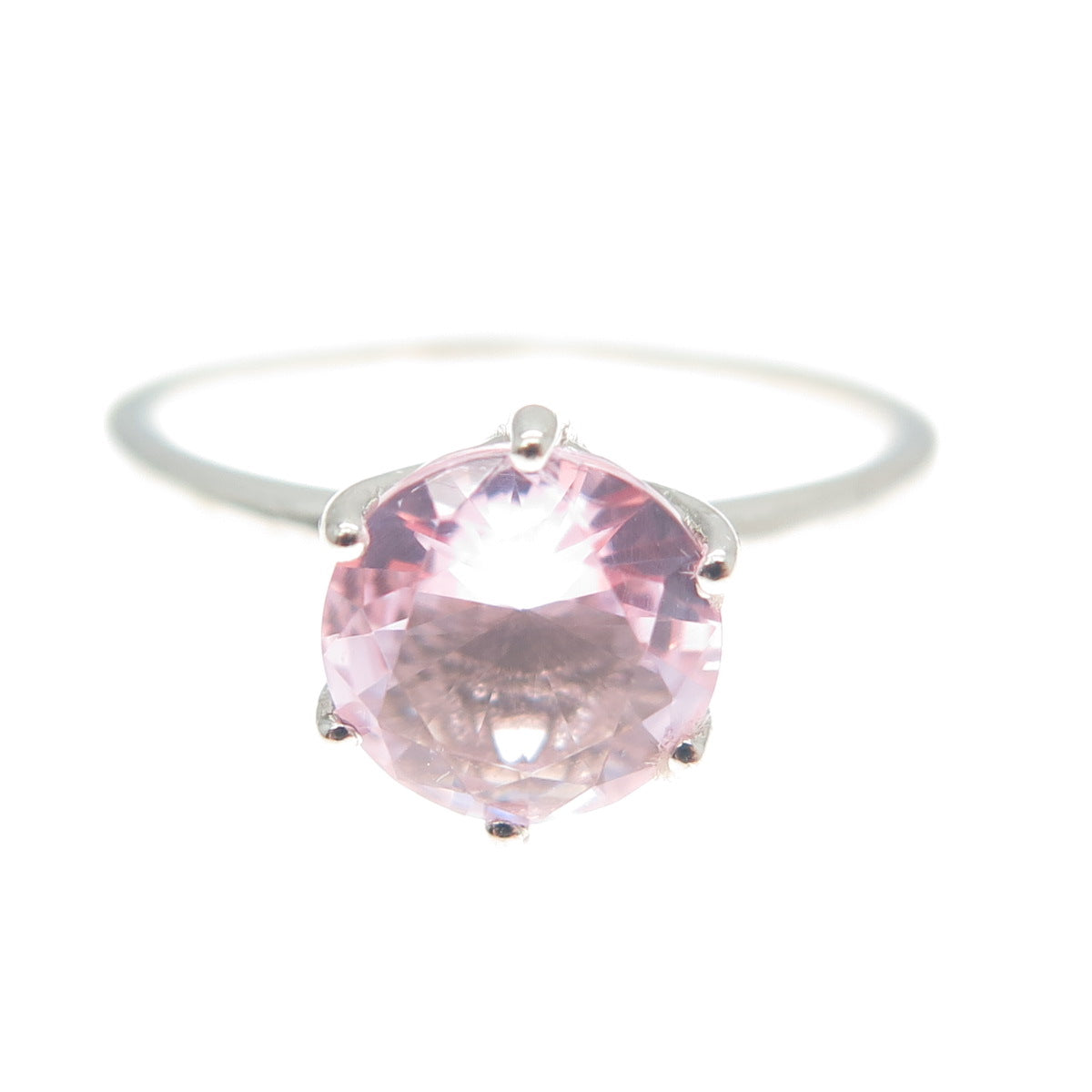 DAZZLERS 925 Sterling Silver Round-Cut Nano Pink Topaz Ring Size 9