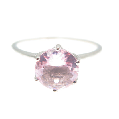 DAZZLERS 925 Sterling Silver Round-Cut Nano Pink Topaz Ring Size 9