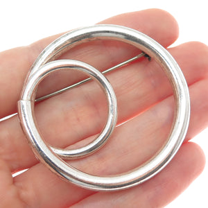 925 Sterling Silver Vintage Mexico Modernist Swirl Pin Brooch