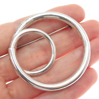 925 Sterling Silver Vintage Mexico Modernist Swirl Pin Brooch