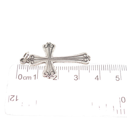 925 Sterling Silver Vintage Cross Religious Oxidized Charm Pendant