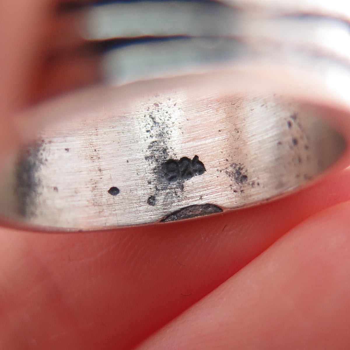 925 Sterling Silver Vintage Modernist Beaded Oxidized Ring Size 6
