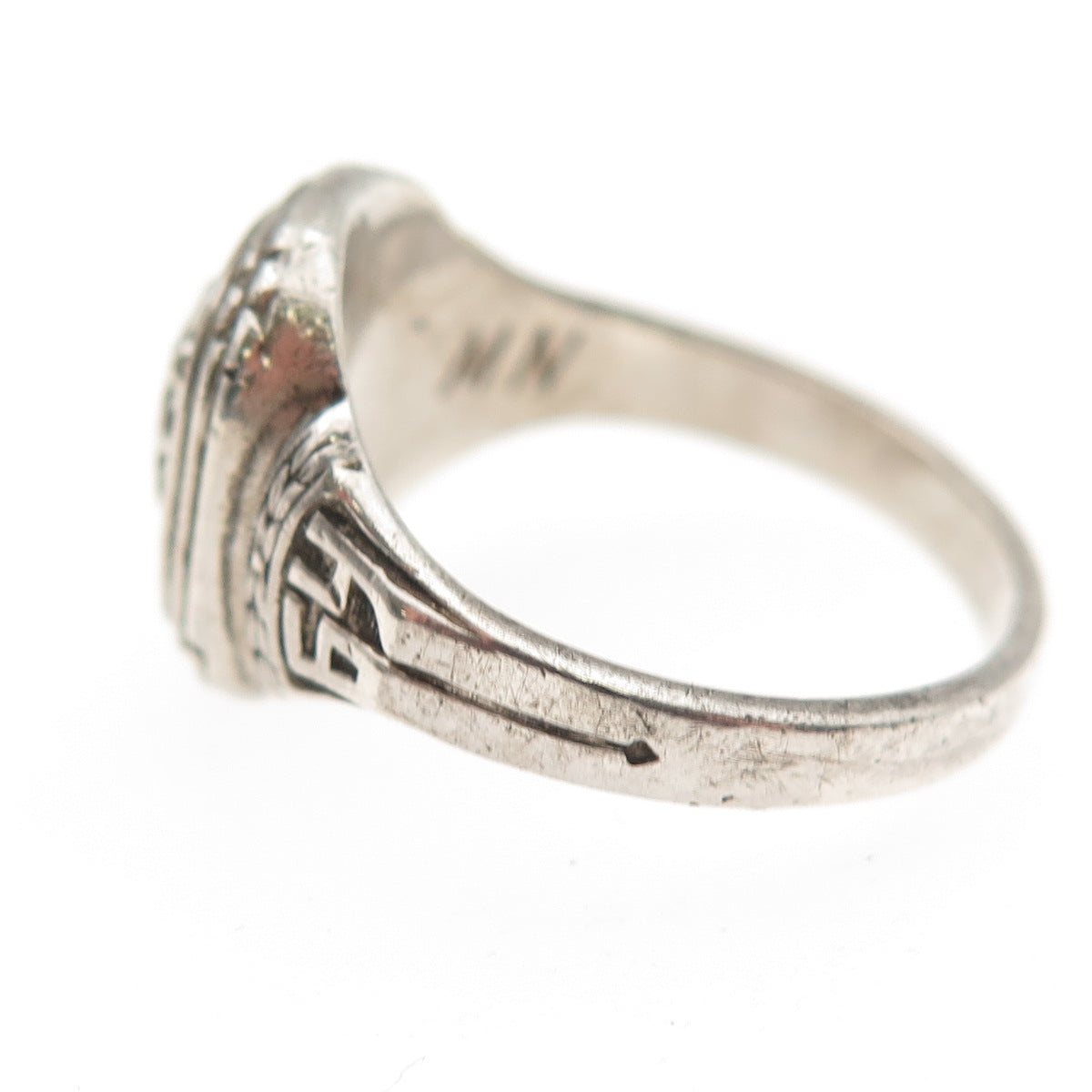 SK & F 925 Sterling Silver Vintage 1964 Enamel SHS School Oxidized Ring Size 8
