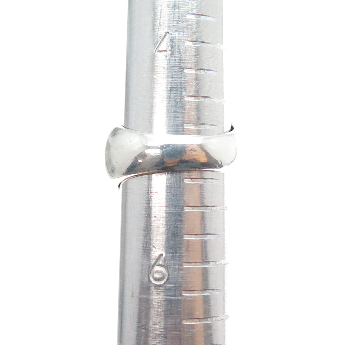 925 Sterling Silver Vintage Modernist Ribbed Dome Ring Size 5.25