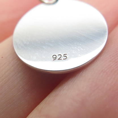 925 Sterling Silver Blue Enamel Aquarius Zodiac Sign Minimalist Charm Pendant