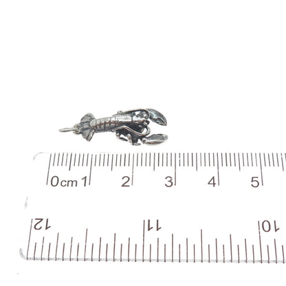 925 Sterling Silver Vintage Lobster Oxidized Minimalist Charm Pendant