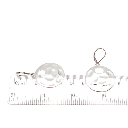 925 Sterling Silver Vintage Modernist Disc Dangle Earrings