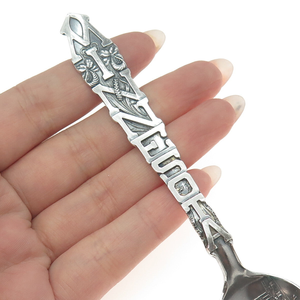 925 Sterling Silver Antique Art Deco Minnesota States & Cities Coffee Spoon
