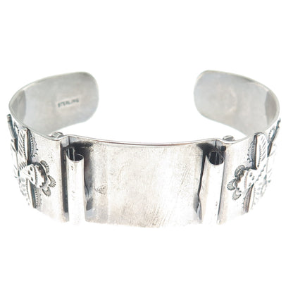 Old Pawn 925 Sterling Silver Vintage Adjustable Watch Band Tribal Bracelet 6.5"