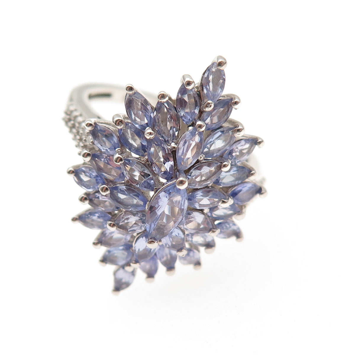 Chuck Clemency 925 Sterling Silver Real Marquise-Cut Tanzanite Ring Size 8
