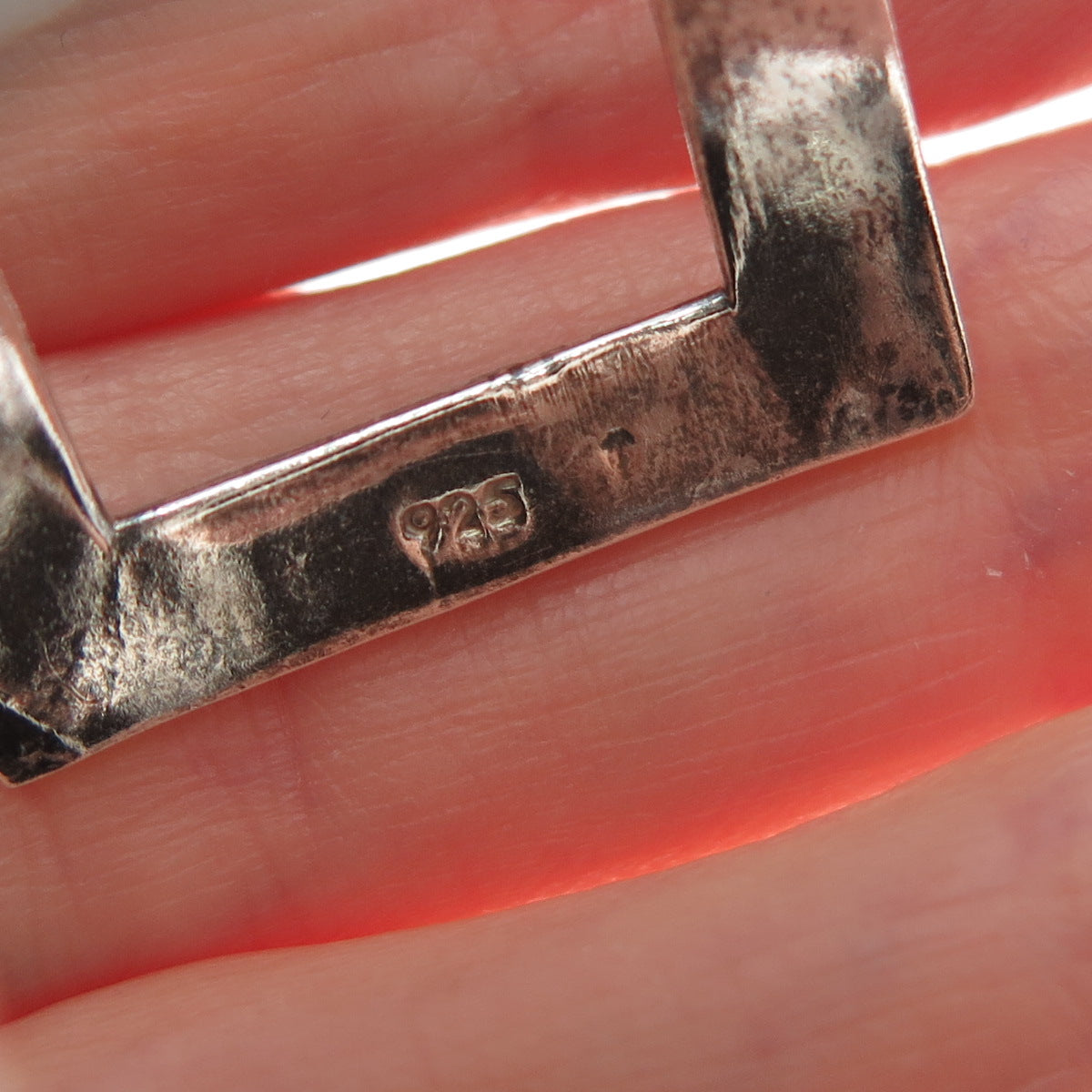 925 Sterling Silver Vintage Modernist Hammered Oxidized Adjustable Bracelet 7.5"