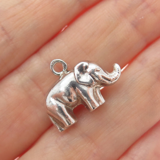 835 Silver Vintage Portugal Elephant Minimalist 3D Charm Pendant