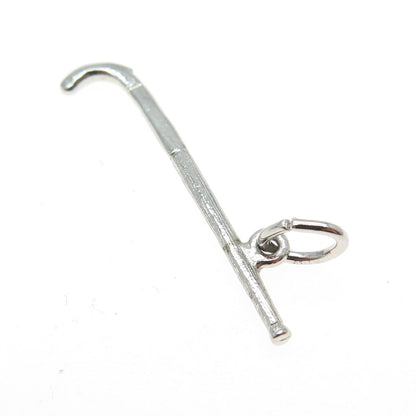 925 Sterling Silver Antique Art Deco Hockey Stick 3D Pendant