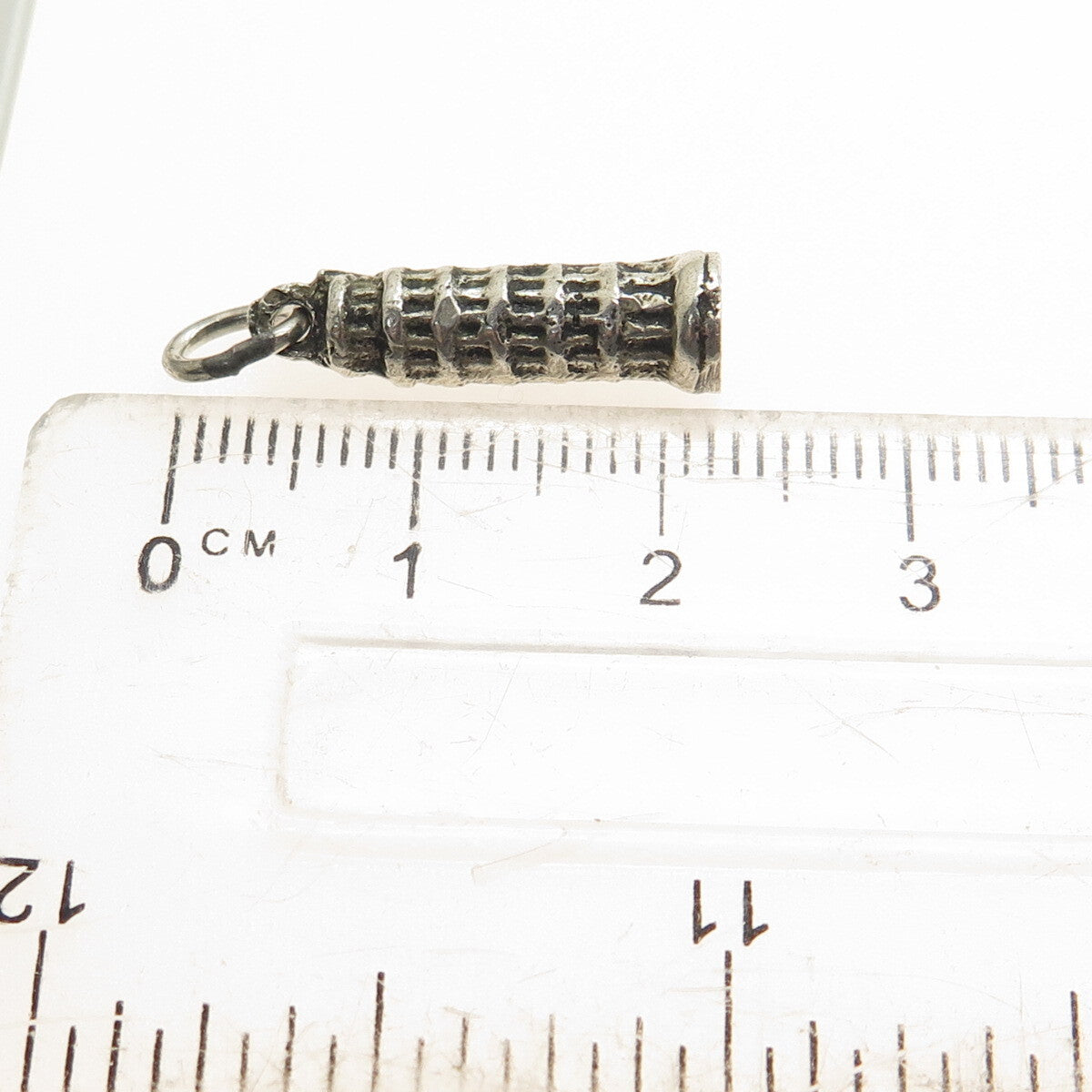 800 Silver Vintage Pisa Tower Minimalist Oxidized Charm Pendant
