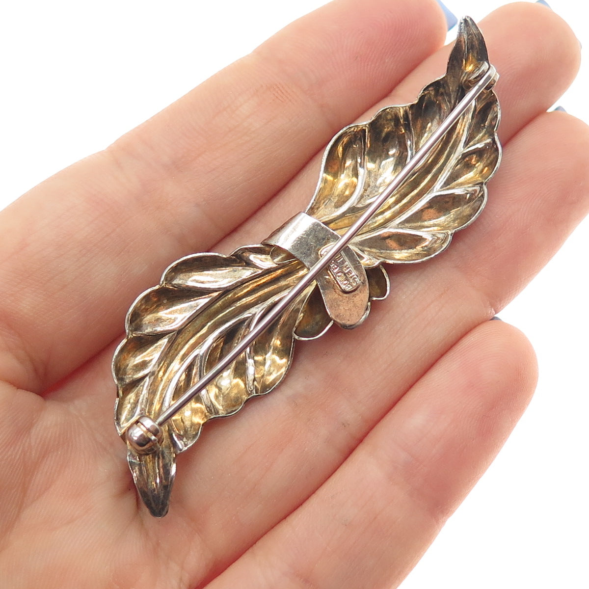 BOND BOYD 925 Sterling Silver Gold Plated Vintage Floral Pin Brooch