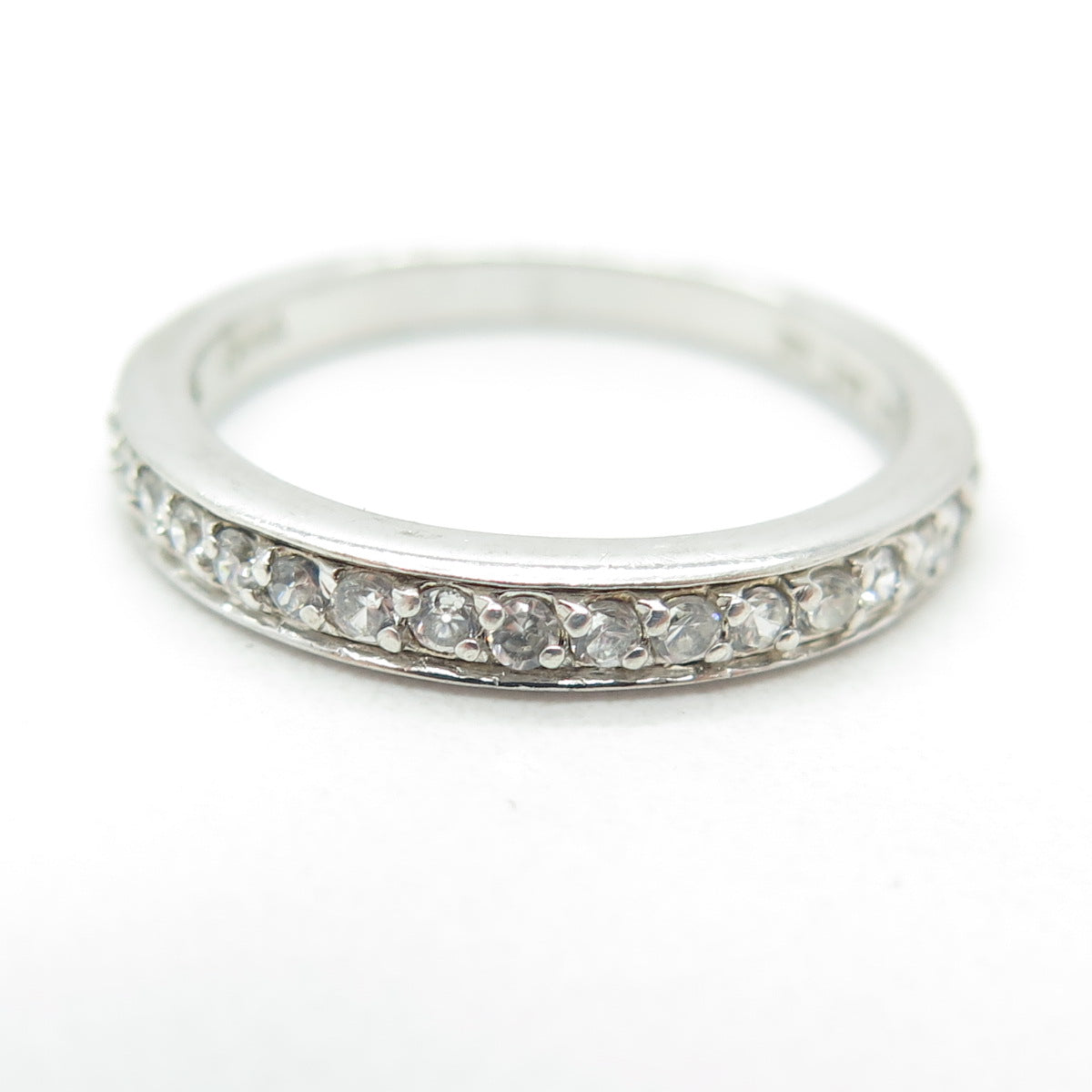 925 Sterling Silver Round-Cut C Z Half Eternity Band Ring Size 7