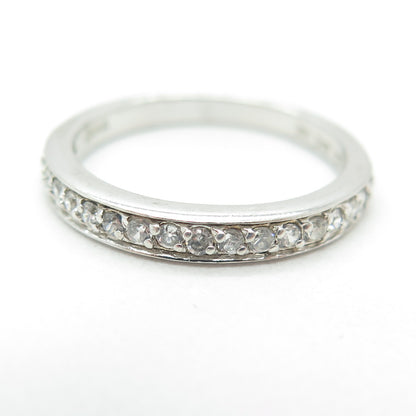 925 Sterling Silver Round-Cut C Z Half Eternity Band Ring Size 7