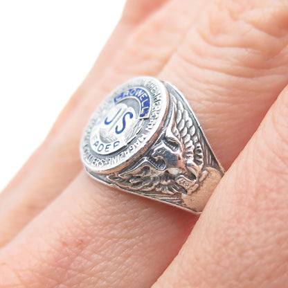 925 Sterling Vintage Enamel Collier's Woman's Home Companion Crowell Ring Size 9