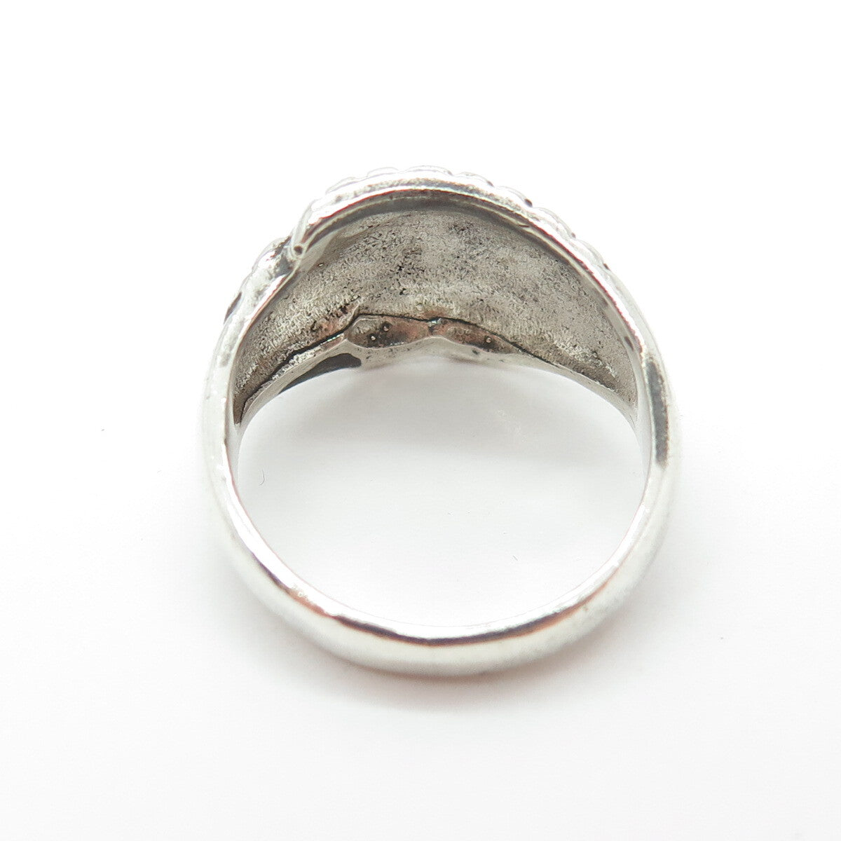 925 Sterling Silver Vintage Checkered Modernist Ring Size 6.75