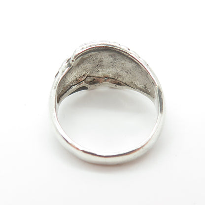 925 Sterling Silver Vintage Checkered Modernist Ring Size 6.75