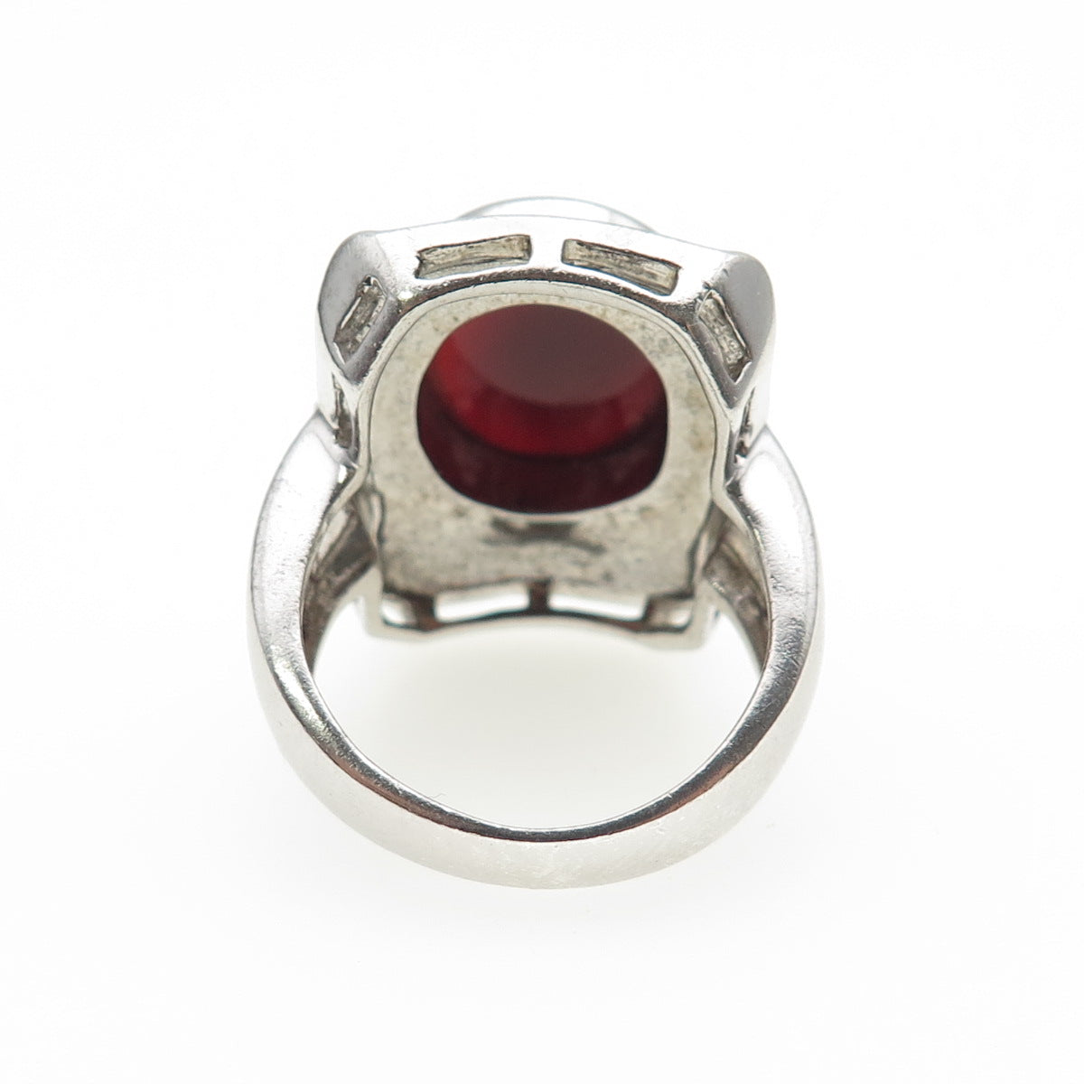 925 Sterling Silver Vintage Real Carnelian Modernist Ring Size 10