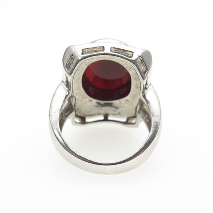 925 Sterling Silver Vintage Real Carnelian Modernist Ring Size 10